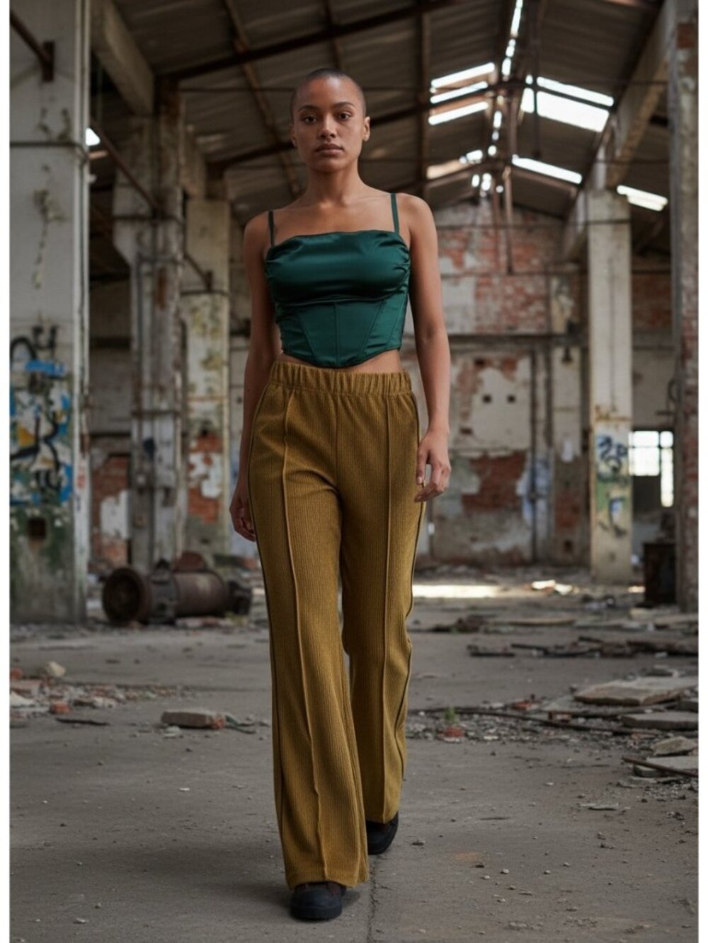 Urban Outfitters BDG Josie Corduroy Flare Pant L Moss High Rise